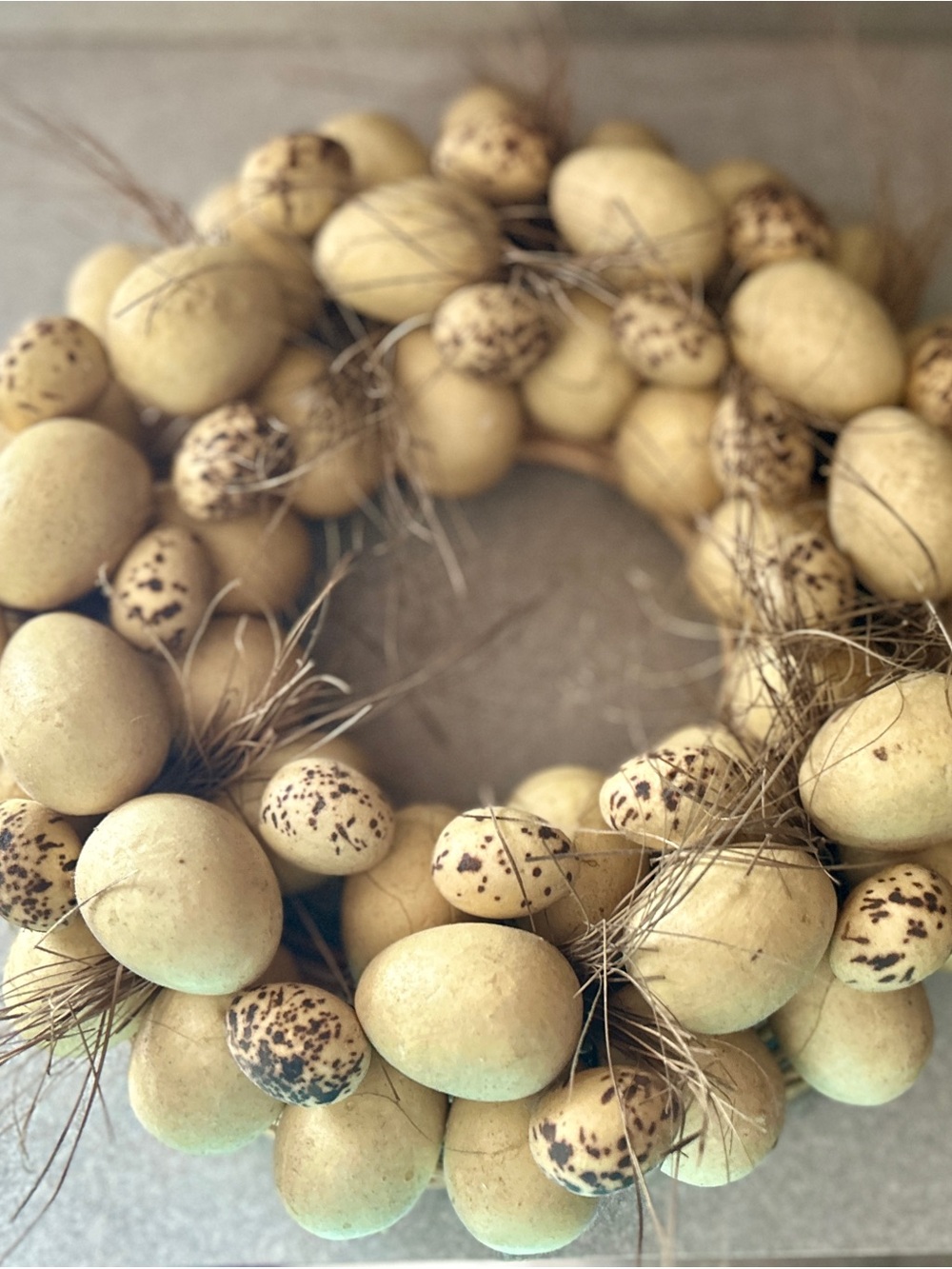Speckled Quail Egg Wreath - Decorative Neutral Home Accent